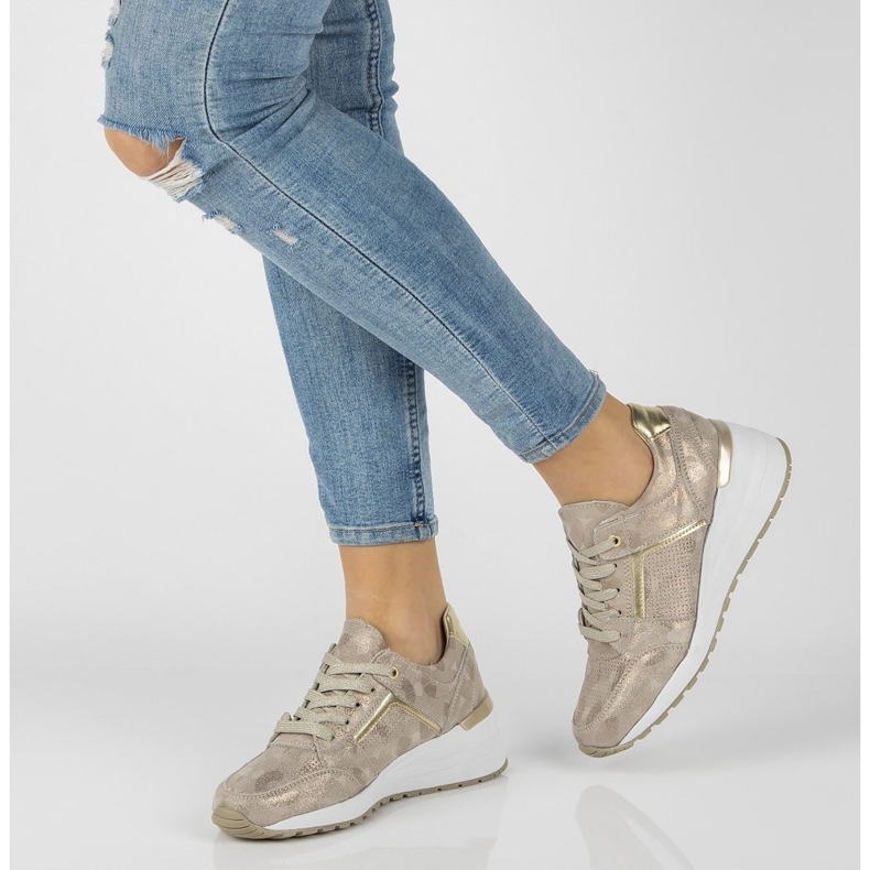 Kožené tenisky Filippo DP2003 / 21 Go zlaté zlatý 2