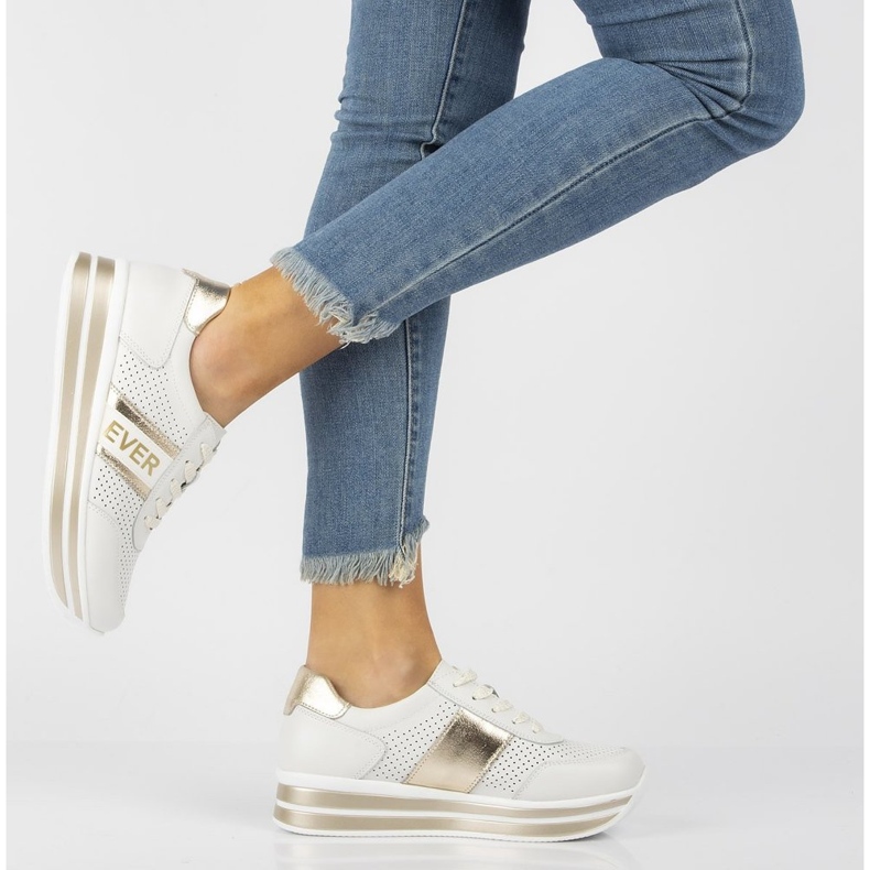 Kožené tenisky Filippo DP1414 / 21 Wh Go bílé zlato bílý zlatý 2