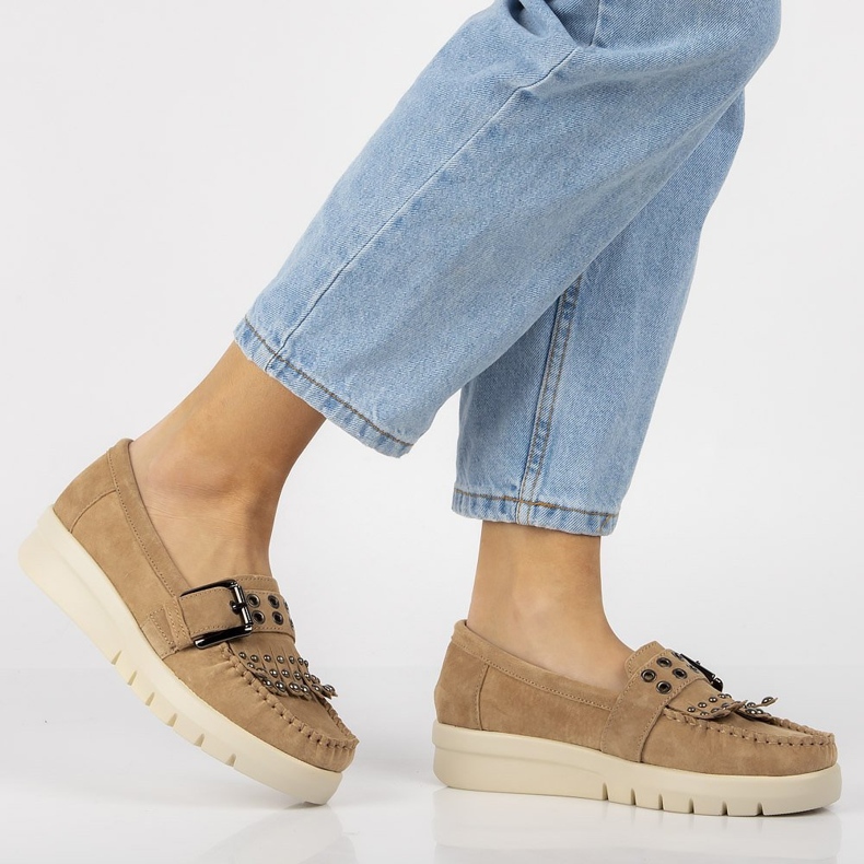 Kožené mokasíny Filippo DP2029 / 21 Be béžové béžový 1