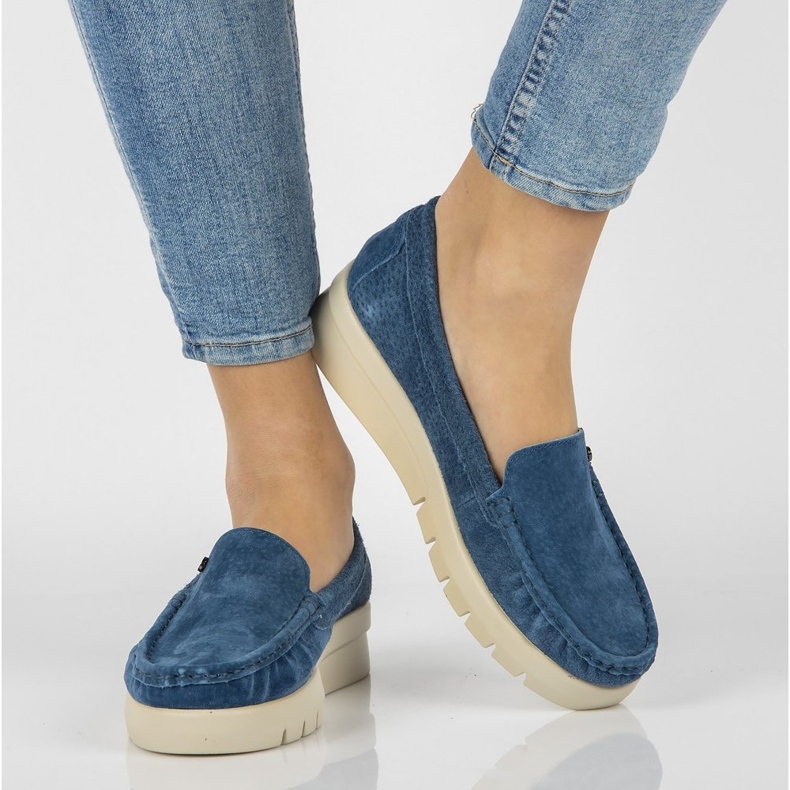 Kožené mokasíny Filippo DP2031 / 21 Bl modré modrý 1