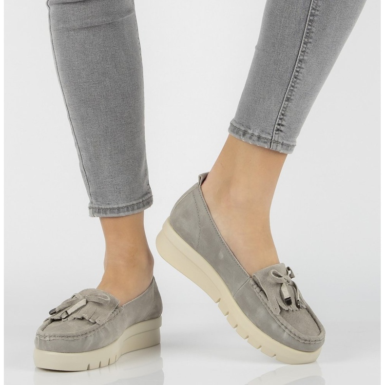 Kožené mokasíny Filippo DP2030 / 21 Gr šedé šedá 2