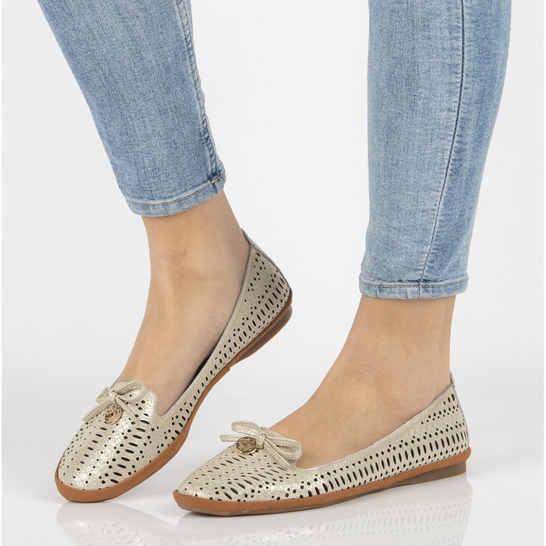 Kožený prolamovaný lords Filippo DP2034 / 21 Go golden zlatý 2