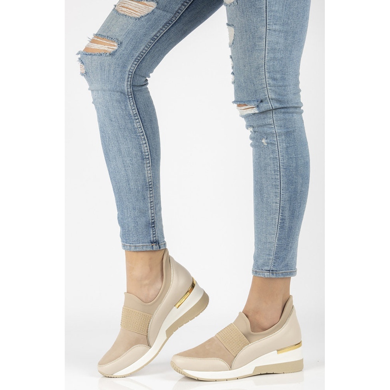 Kožené tenisky Filippo 089 béžové béžový 1