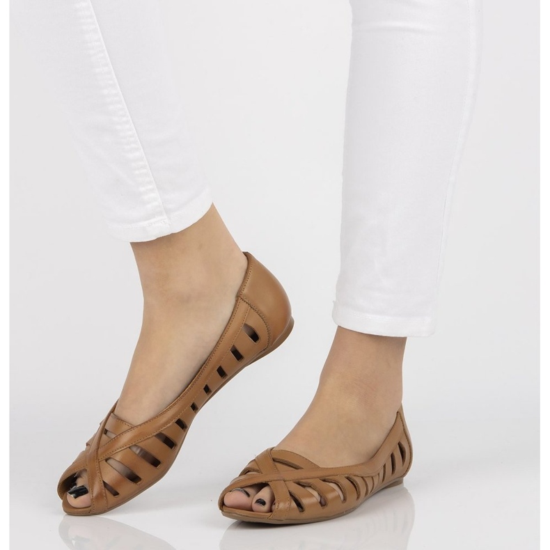 Kožené baleríny Filippo 04506 hnědé hnědý 1