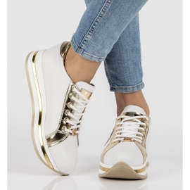 Kožené tenisky Filippo 096 bílé a zlaté bílý zlatý 1