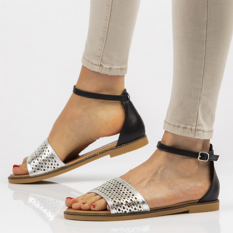 Sandály Filippo DS2102 / 21 Si Bk černá stříbrná stříbrný 1