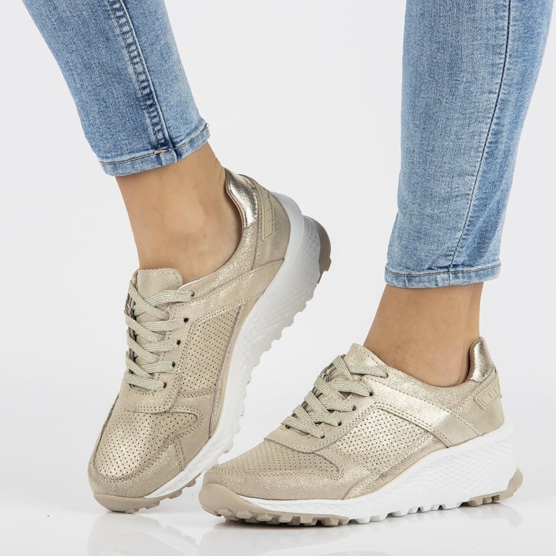 Kožené tenisky Filippo DP2008 / 21 Go golden zlatý 1 Kožené tenisky Filippo DP2008 / 21 Go golden zlatý 1