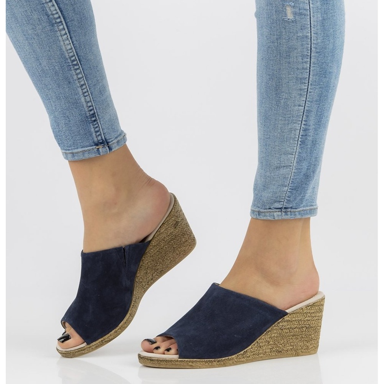 Kožené pantofle Filippo DK2143 / 21 Nv tmavě modrá námořnická modrá 1