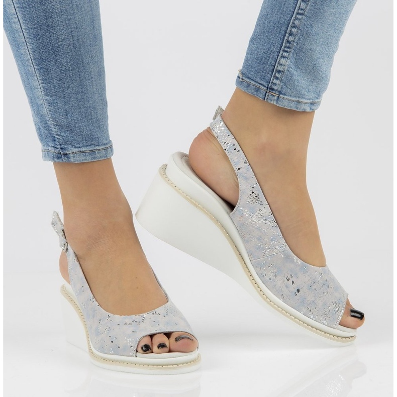 Kožené sandály Filippo DS2150 / 21 Si stříbrné stříbrný 1