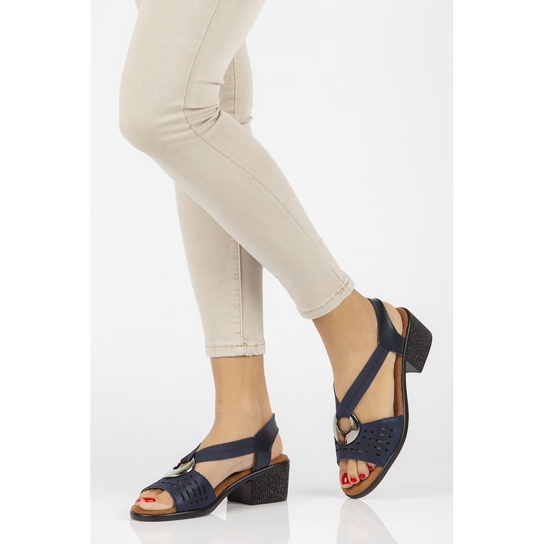 Kožené sandály Filippo DS2308 / 21 Nv tmavě modrá námořnická modrá 1