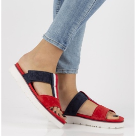 Kožené pantofle Filippo DK2170 / 21 Rd Nv červené námořnická modrá 1