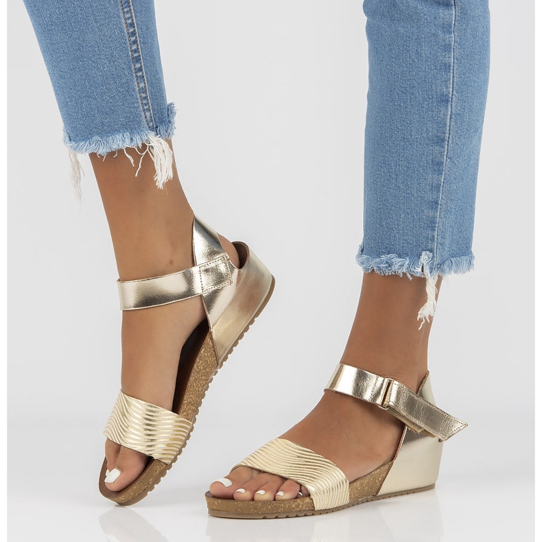 Kožené sandály Filippo 40143 zlaté zlatý 2