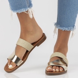 Kožené pantofle Filippo 40 260 gold zlatý 1