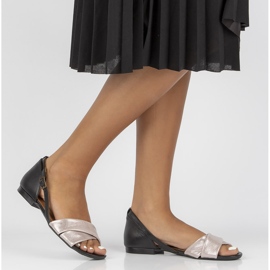 Kožené sandály Filippo 04614-15 / 00-5 růžovo-černé černá 1