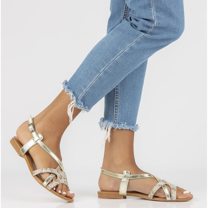 Kožené sandály Filippo 05186-25 / 00-5 zlaté zlatý 1