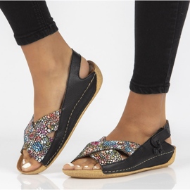 Kožené sandály Filippo 00994-57 / 00-5 černé vícebarevné černá 1