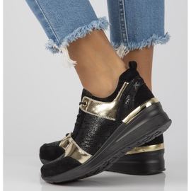 Kožené tenisky Filippo DP3170 / 21 Bk černé zlato černá zlatý 1