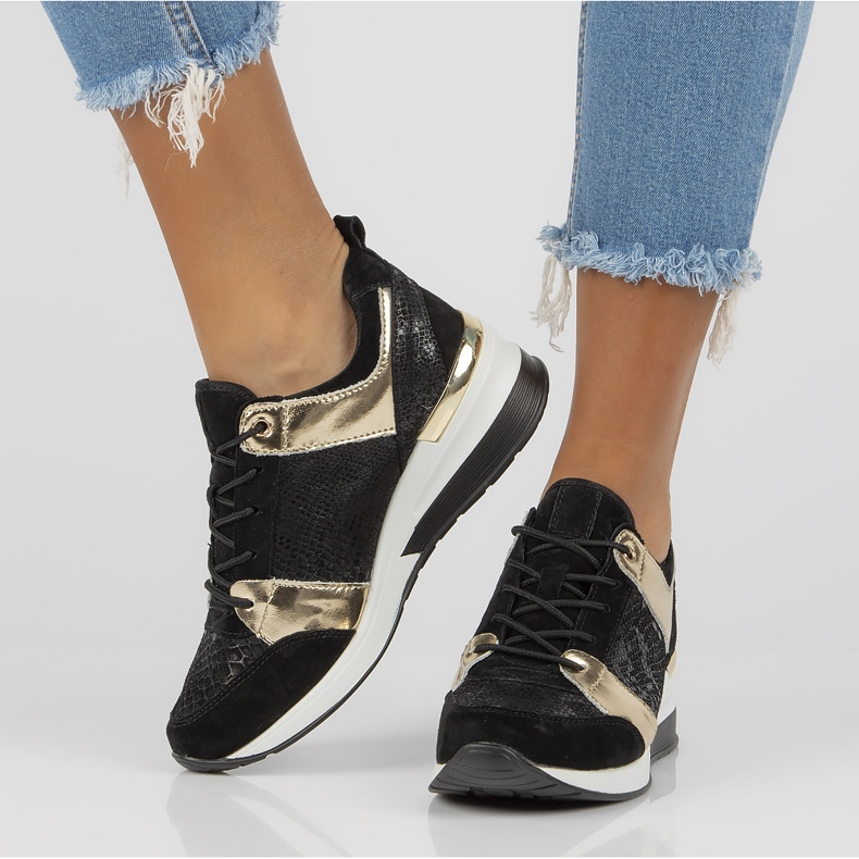 Kožené tenisky Filippo DP3170 / 21 Go černé zlato černá 2