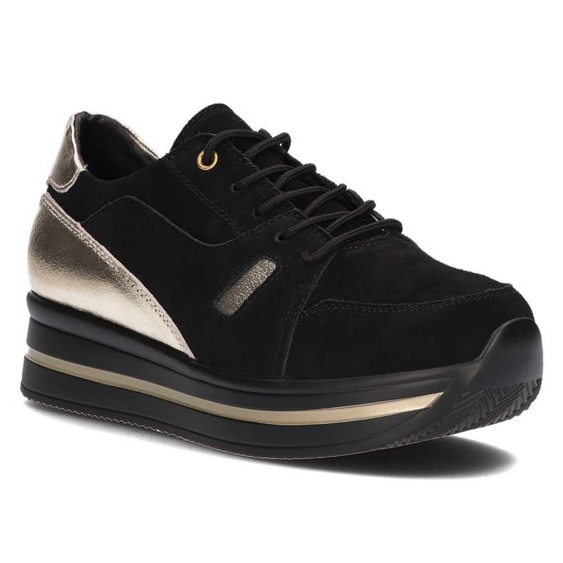 Kožené tenisky Filippo DP3407 / 21 Bk Go Black černý zlatý 1