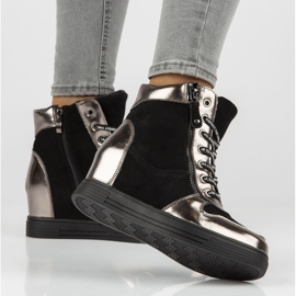 Kožené holínky Filippo DBT3148 / 21 Bk Gn tmavý nikl černá stříbrný 1