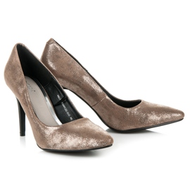 Vinceza Lesklé podpatky žluť 2