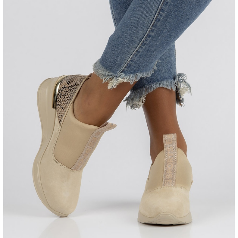 Kožené tenisky Filippo DP1689 / 22 Be beige béžový 2