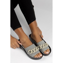 Kožené pantofle Filippo DK3593 / 22 Gr šedé šedá 2