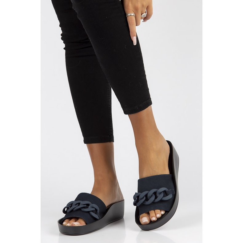 Kožené pantofle Filippo DK3593 / 22 Nv tmavě modrá námořnická modrá 1