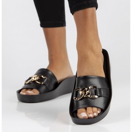 Kožené pantofle Filippo DK3590 / 22 Bk černé černá 2