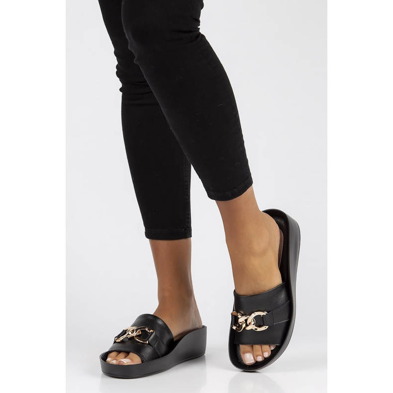 Kožené pantofle Filippo DK3590 / 22 Bk černé černá 1