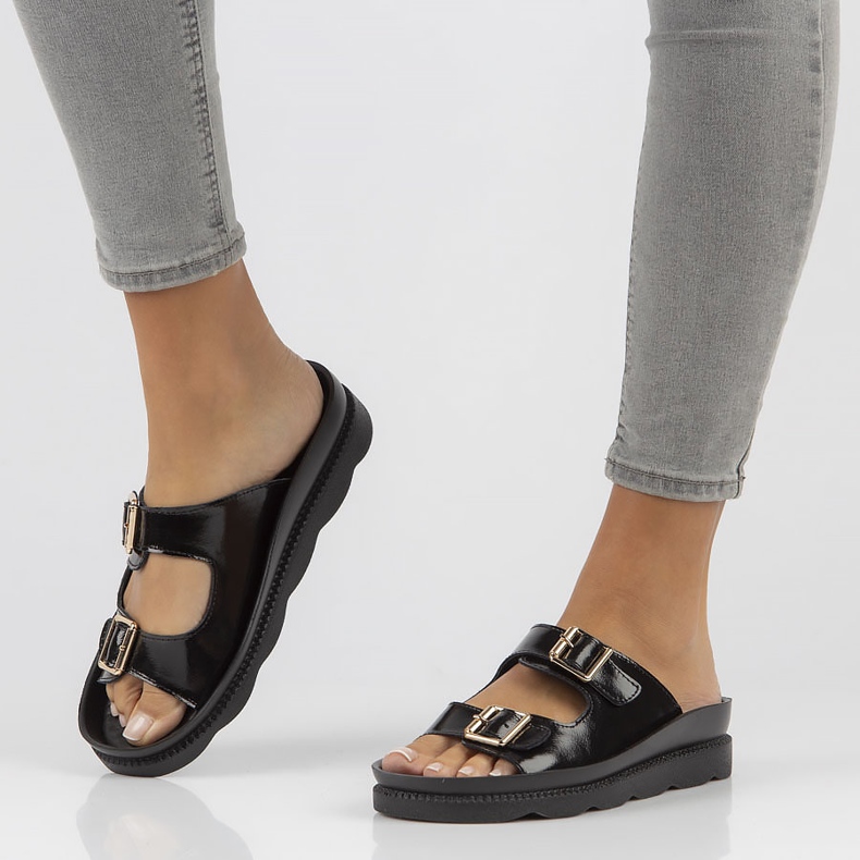 Kožené pantofle Filippo DK3599 / 22 Bk černé černá 2