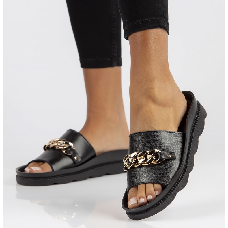 Kožené pantofle Filippo DK3597 / 22 Bk černé černá 1