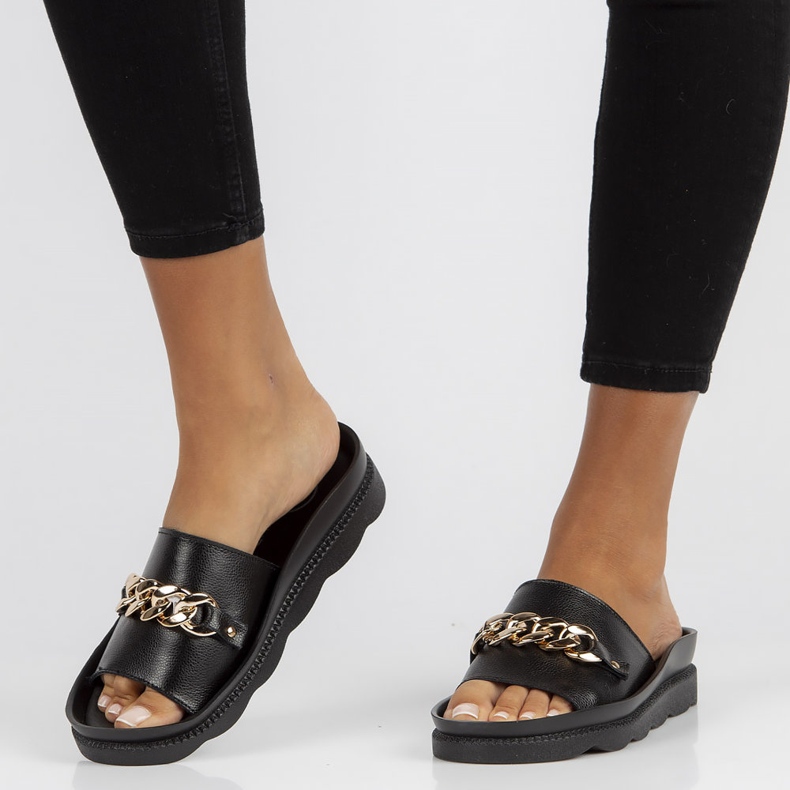 Kožené pantofle Filippo DK3597 / 22 Bk černé černá 2