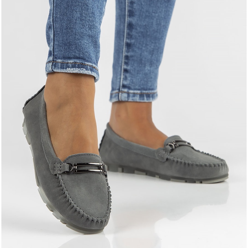 Kožené mokasíny Filippo DP1202 / 22 Gr šedé šedá 2