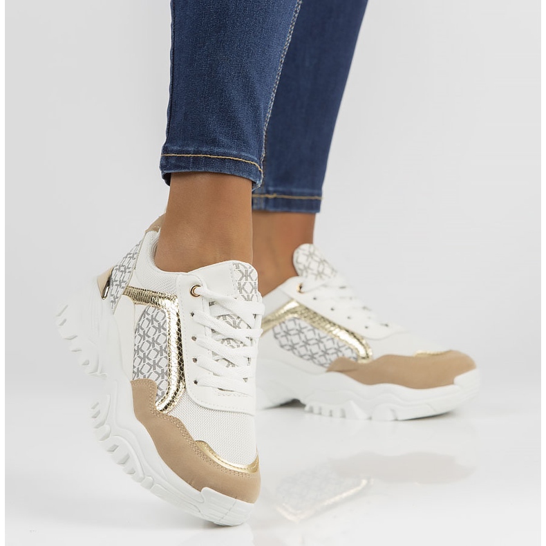 Tenisky Filippo BB116 bílé a béžové béžový bílý 1