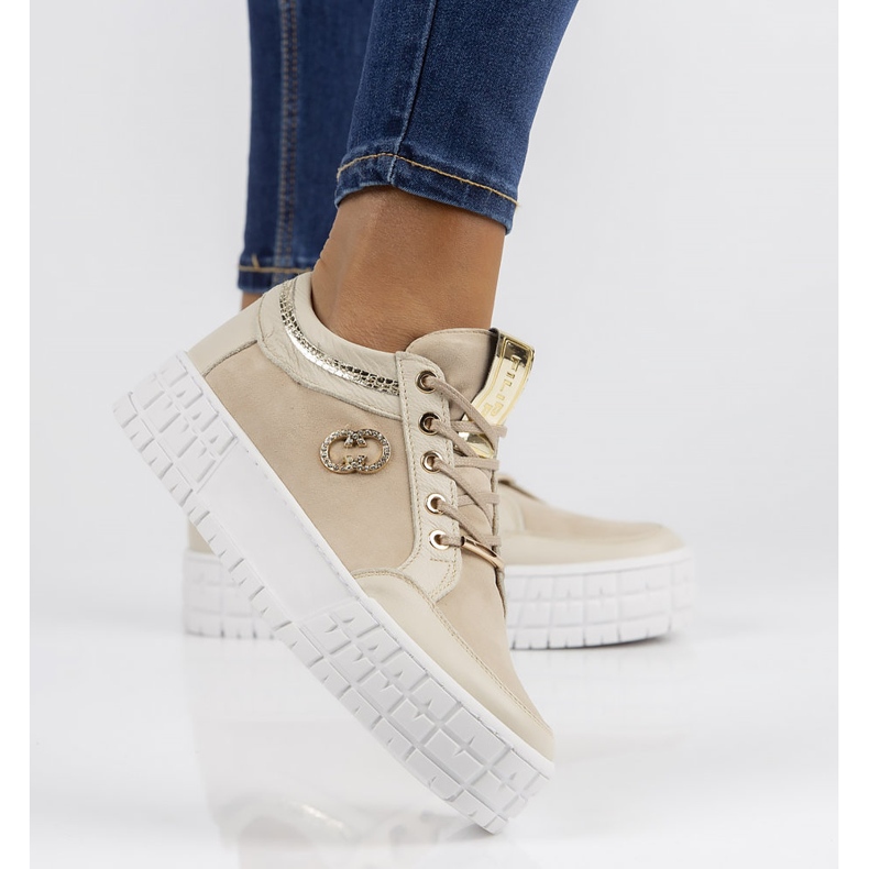 Kožené tenisky Filippo 149 béžové béžový 2