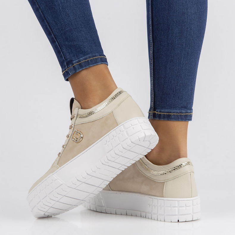 Kožené tenisky Filippo 149 béžové béžový 1