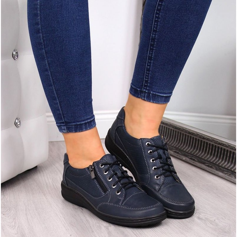 Kožené boty na zip Helios W H357D tmavě modrá námořnická modrá 2