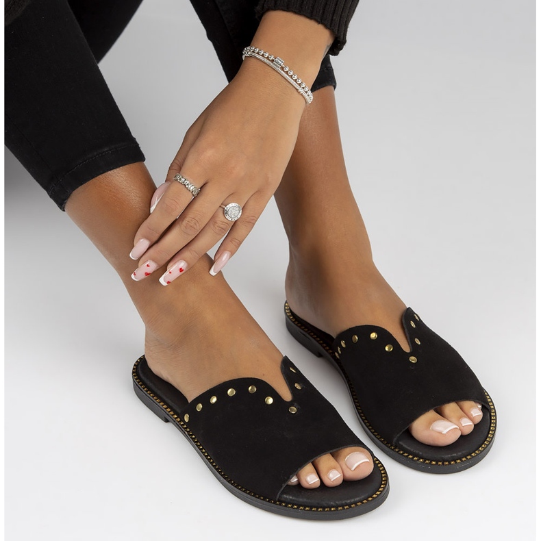 Kožené pantofle Filippo LH-425 černé černá 1