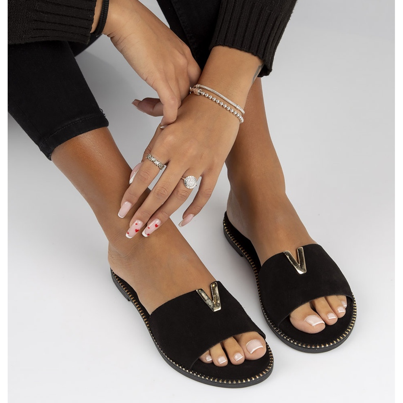 Kožené pantofle Filippo LH-200 černé černá 2