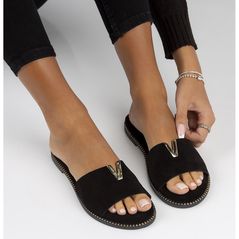 Kožené pantofle Filippo LH-200 černé černá 1