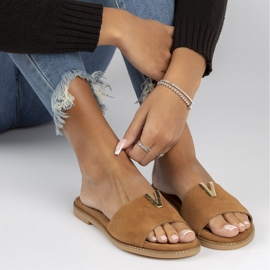 Kožené pantofle Filippo LH-200 Camel hnědý 2