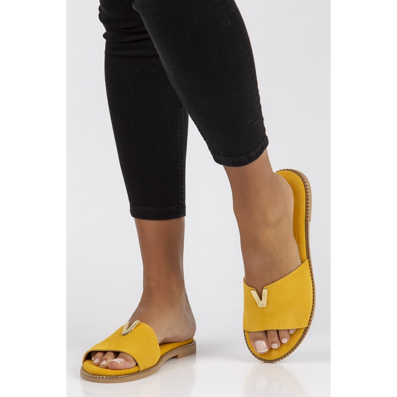 Kožené pantofle Filippo LH-200 žluté žlutá 1