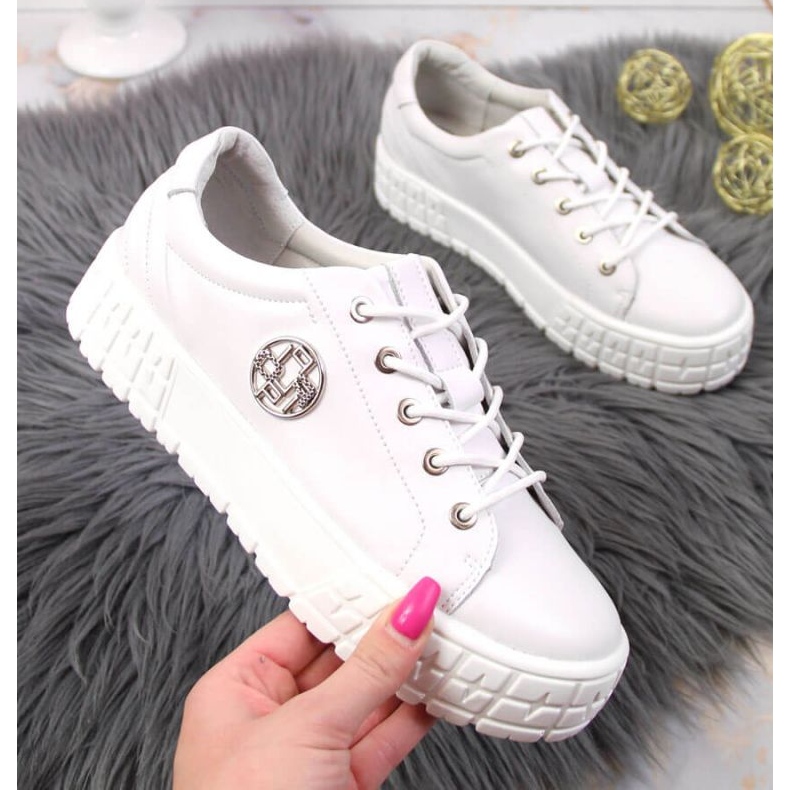 Kožené boty na platformě Filippo W PAW320A bílé bílý 1