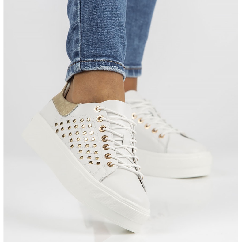 Kožené boty FILIPPO DP3531 / 22 Wh bílé bílý zlatý 1 Kožené boty FILIPPO DP3531 / 22 Wh bílé bílý zlatý 1