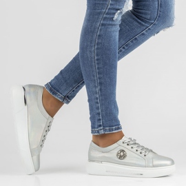 Kožené boty FILIPPO DP3506 / 22 Si stříbrná stříbrný 2