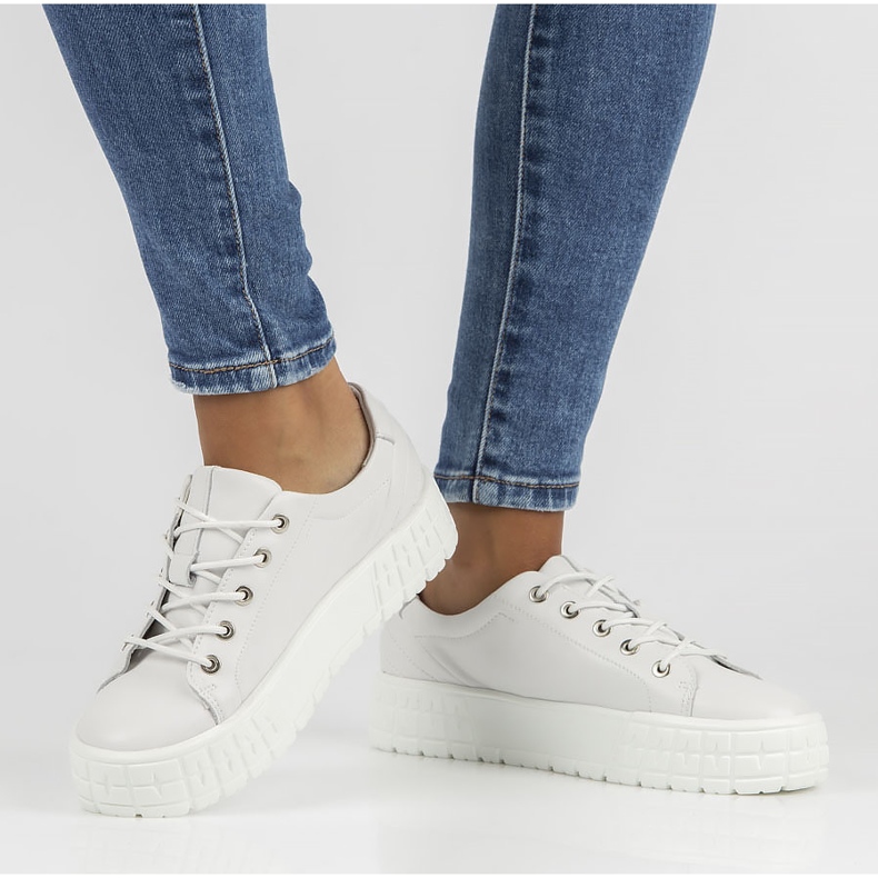 Kožené tenisky FILIPPO DP3528 / 22 Wh bílé bílý 2