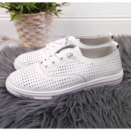 Kožená prolamovaná obuv Vinceza W JAN85 bílá bílý 2