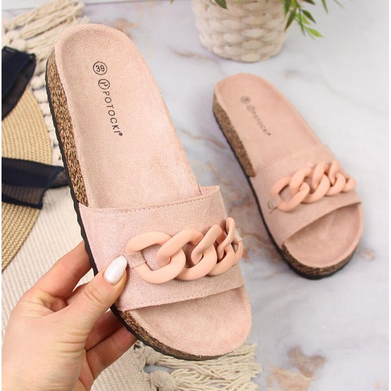 Pantofle s řetízkem Potocki W WOL65 růžové růžový 1