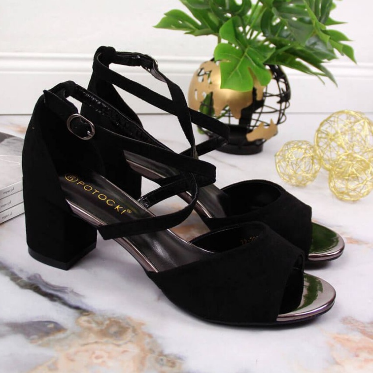 Sandály na sloupku Potocki W WOL67A černé černá 2 Sandály na sloupku Potocki W WOL67A černé černá 2